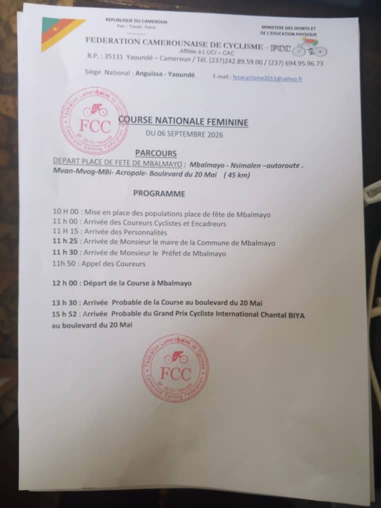 Programme officiel Course Nationale Féminine 2026