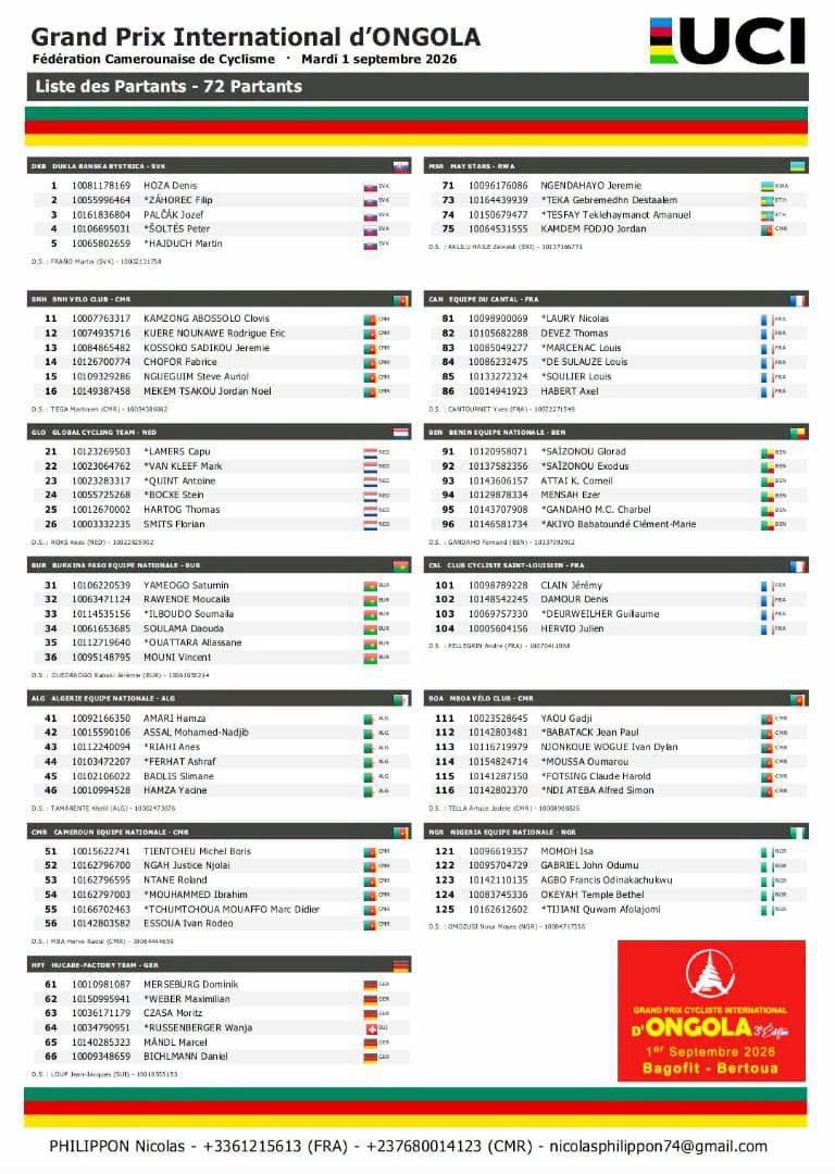Liste Officielle des 72 Partants Document 2
